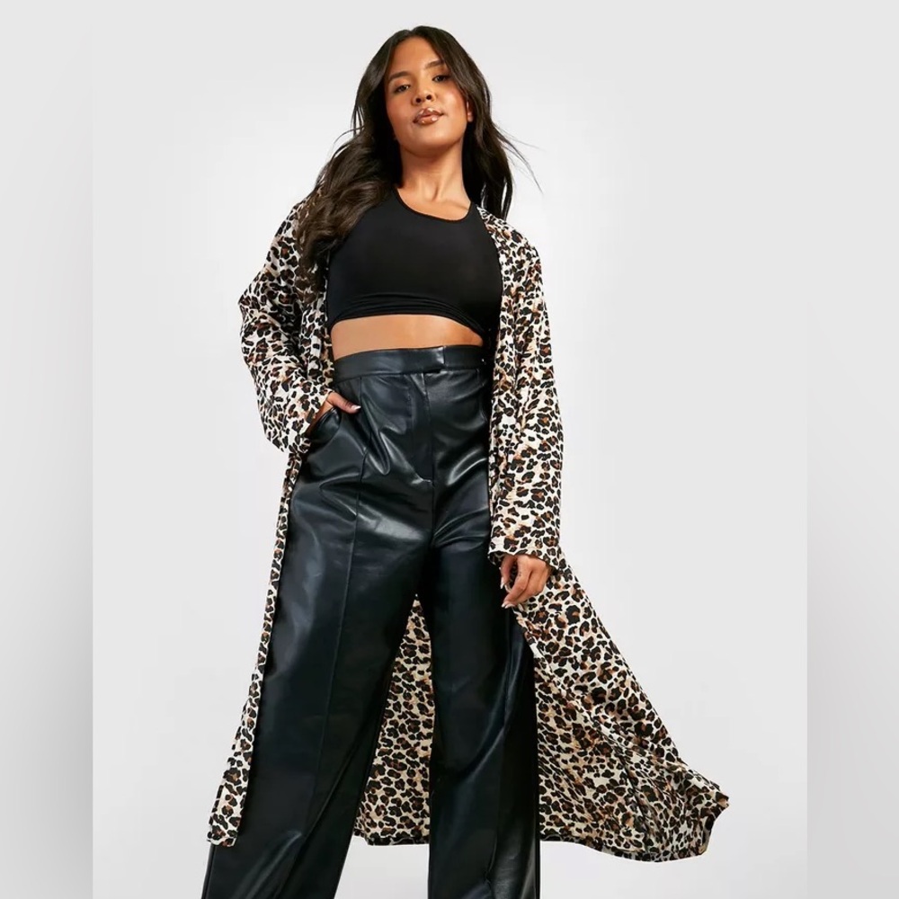 Leopard longline kimono